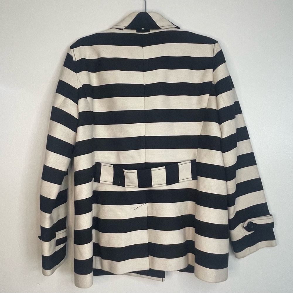 LOFT Black and Cream Striped Pea Coat - Picture 4 of 4